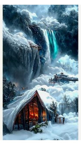 DIAMENTOWA MOZAIKA CHATA W ŚNIEGU, 40x80cm, PAK 50