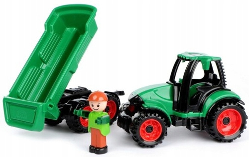 Traktor Z Przyczepką Autko Lena Trucks Zielony 38 Cm Zabawka Wytrzymała
