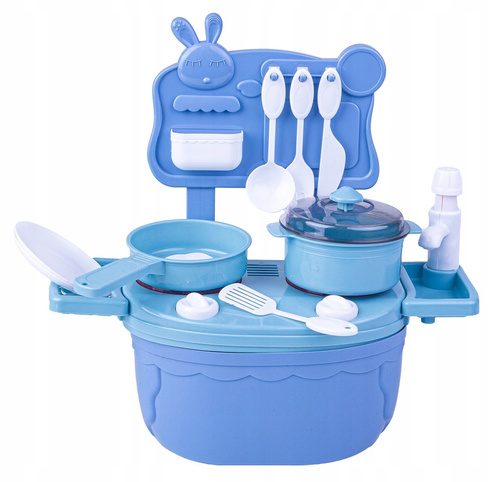 Mini Kuchnia Garnki Kuchenka Światło Dźwięk Kran Warzywa Owoce 19 Elementów