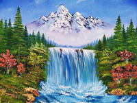Diamentowa Mozaika Góra Jesienią Nad Wodospadem 30x40 Cm Kreatywne