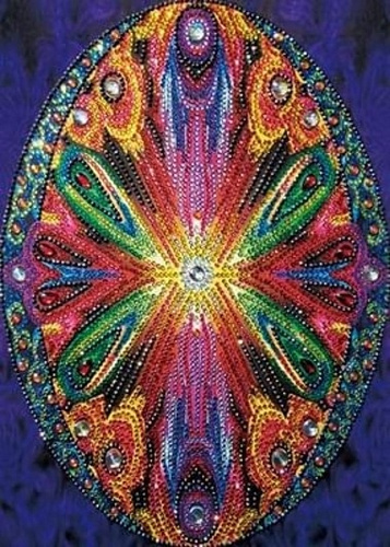 Diamentowa Mozaika Haft 7D Kolorowy Owal 40X30