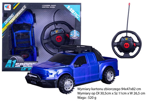 AUTO NA RADIO PAK 36 
Wymiary kartonu zbiorczego 94x47x82 cm
Wymiary op Dł 30,5cm x Sz 11cm x W 26,5 cm 
Waga : 520 g