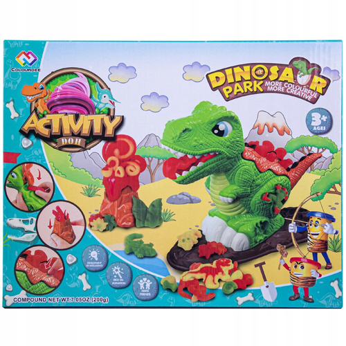 DINOZAUR zestaw MASA PLASTYCZNA WYCISKARKA +WULKAN