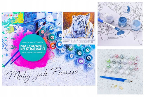 Malowanie Po Numerach Biały Tygrys 50X40 Cm Na Ramie