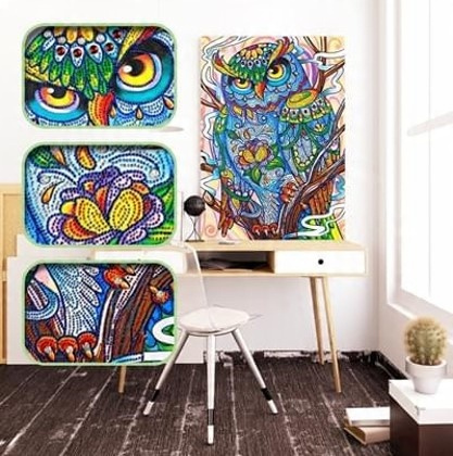 Diamentowa Mozaika Mandala Kot Artystyczny 30x40