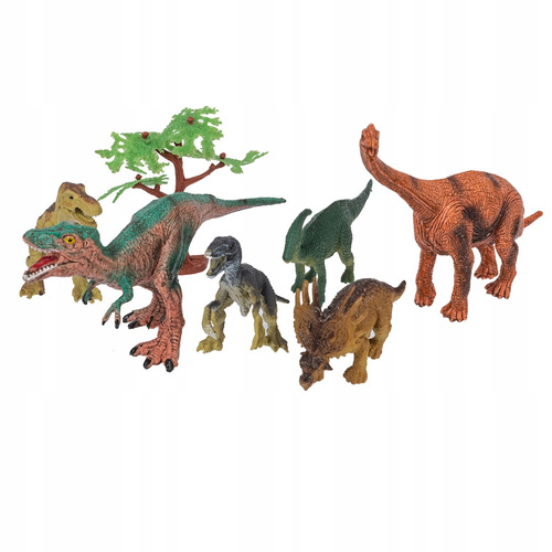 Zwierzęta Dinozaury Figurki Realistyczne 6 Sztuk Z Drzewem