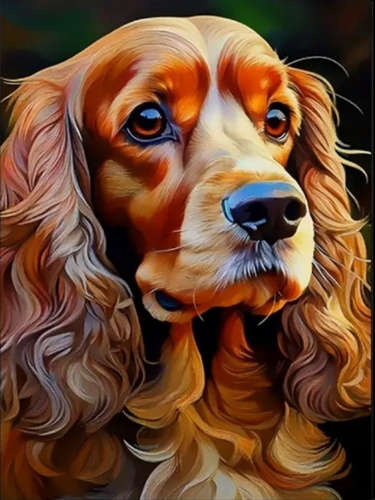 Diamentowa Mozaika Pies Cocker Spaniel Portret 30x40 Cm Kreatywne Diamenty