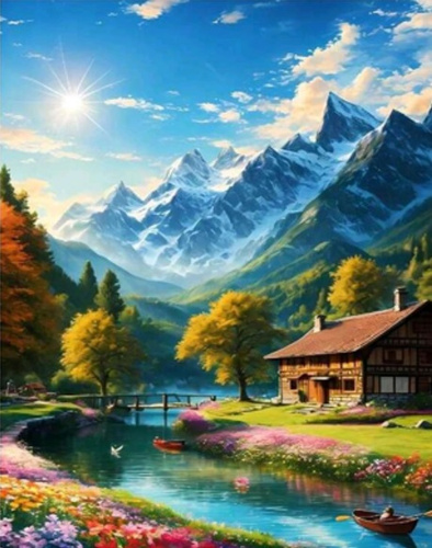 DIAMENTOWA MOZAIKA DOM ŚWIT NAD GÓRSKIM POTOKIEM PAK 30 
30X40