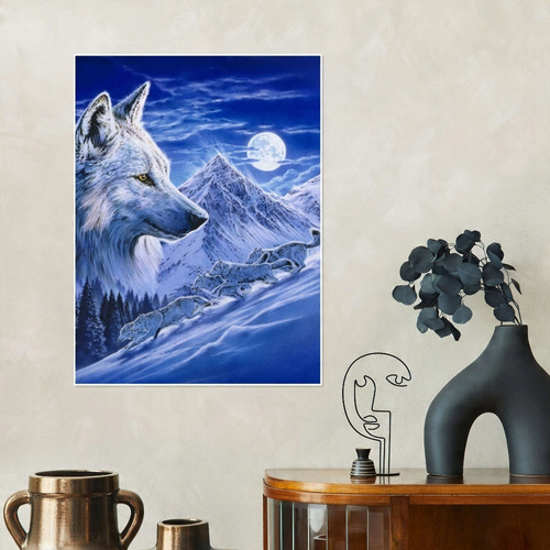 Malowanie Po Numerach Wilk Góry Zima 40X50 Rama