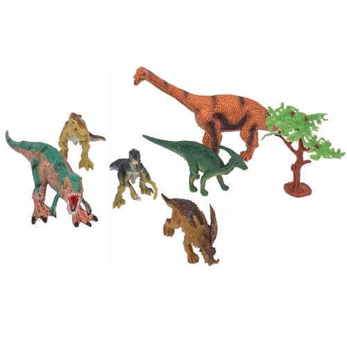 Zwierzęta Dinozaury Figurki Realistyczne 6 Sztuk Z Drzewem