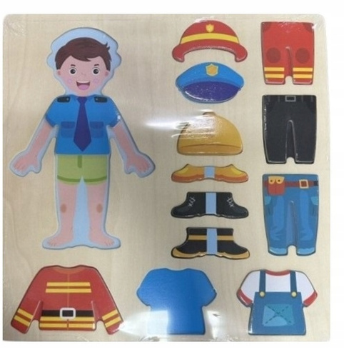 Ubierz Policjanta Układanka Służby Policyjne Drewniana