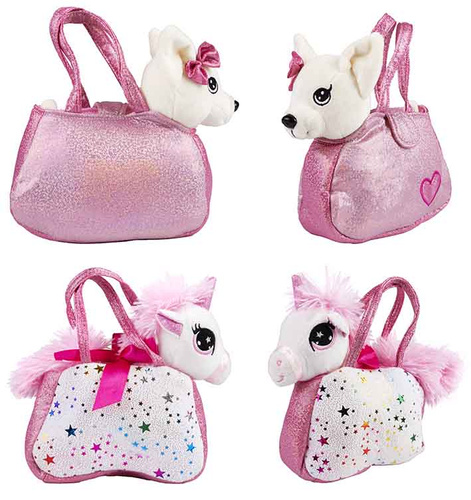 Pies pluszowy w torebce miękki biały 23 cm