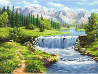 Malowanie Po Numerach Rwąca Rzeka Na Tle Gór 50x40 Cm Z Ramą Kreatywne