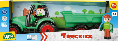 Traktor Z Przyczepką Autko Lena Trucks Zielony 38 Cm Zabawka Wytrzymała
