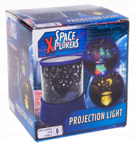 Projektor Lampka Z Motywem Kosmosu Zmienne/ Stałe Kolory Na USB Niebieski