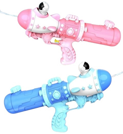 PISTOLET NA WODĘ ASTRONAUTA W RAKIECIE, pak 64/32 
dwa warianty kolorystyczne, 
wymiary pistoletu: 35,5 x 18,5 x 6,5 cm 
wymiary opakowania:  48 x 21 x 6,5 cm