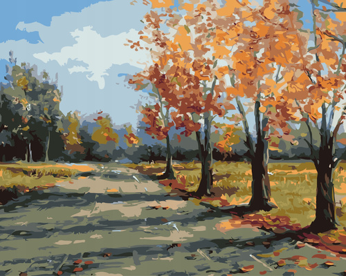 Malowanie Po Numerach Park Jesienią 50X40 Cm+ Rama