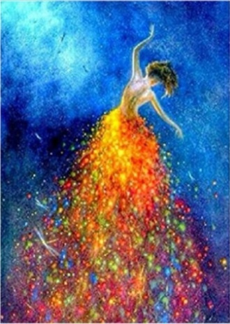 Diamentowa Mozaika Tancerka W Mieniącej Się Kolorowej Sukni 30x40 Cm