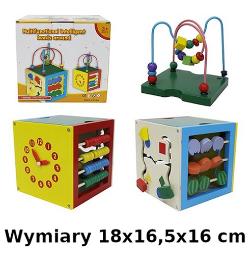 DREWNIANA KOSTKA EDUKACYJNA SORTER LABIRYNT