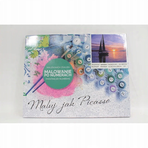 Malowanie Po Numerach Żaglówka Na Oceanie O Zachodzie Słońca 50X40 Z Ramą