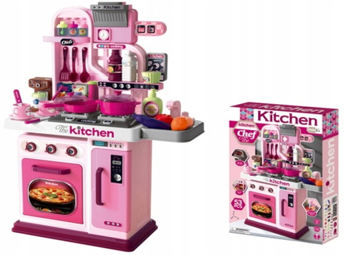 Kuchnia Różowa Z Pompką Wodną Oraz Piekarnikiem Z Dodatkowymi Efektami