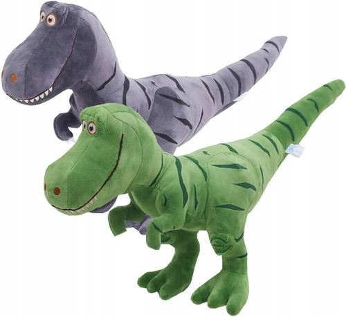 PLUSZOWY DINOZAUR W PASY T-REX UŚMIECHNIĘTY DLA DZIECI ZABAWKA PRZYTULANKA
