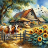 Diamentowa Mozaika Dom Na Wsi Farma Krów 30x40 Cm Kreatywne Diamenty
