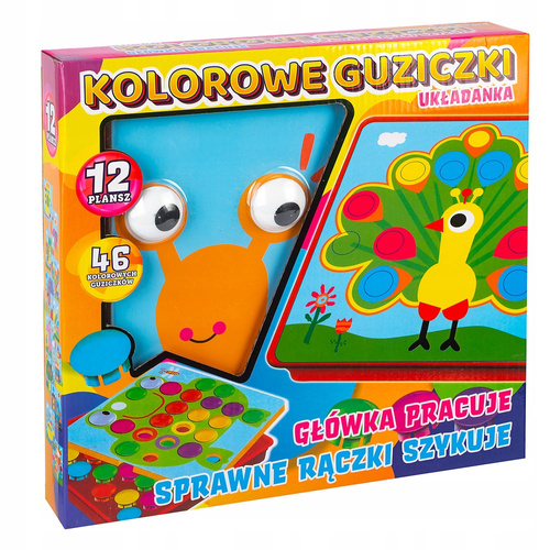 Klocki Układanka Z Guzików 12 Plansz Do Zabawy Sensoryczna Montessori