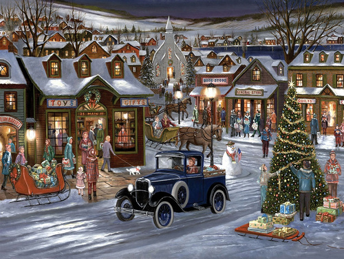 Malowanie Po Numerach Miasteczko Zimą 50X40 Cm Rama Kreatywne