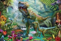 Diamentowa Mozaika Dinozaur T Rex Z Dzieckiem 30X40 Cm Kreatywne Diamenty