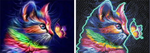 Diamentowa Mozaika Świecąca W Ciemności Kot 30x40