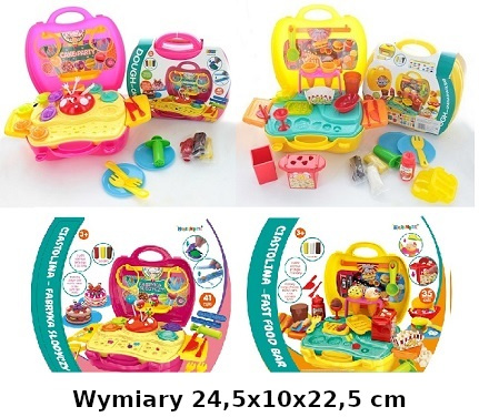 MASA PLASTYCZNA W WALIZCE MIX (FABRYKA SŁODYCZY/FAST FOOD) /12
Wymiary 24,5x10x22,5 cm / Waga 0,626 kg