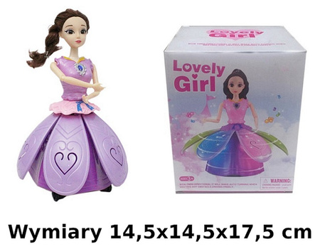 LALKA TAŃCZĄCA LOVELY GIRL  ŚWIATŁO/MUZYKĄ KARTON PAK 72/36
Wymiary 14,5x14,5x17,5 cm