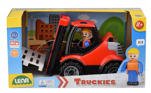 Wózek Widłowy Autko Lena Trucks Czerwony 26 Cm Zabawka Wytrzymała