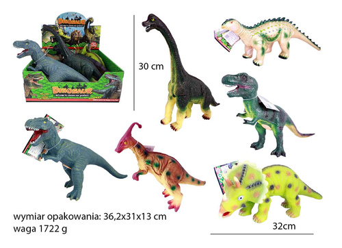 DINOZAUR Z DŻWIĘKIEM MIEKKI*6 BOX PAK 72/36
