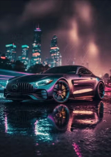 Diamentowa Mozaika Haft Auto Na Tle Miasta 30x40cm