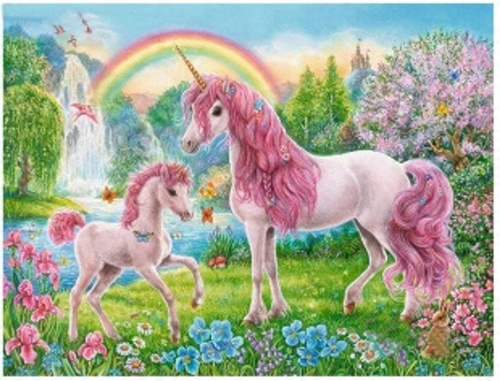 Malowanie Po Numerach Tęczowa Kraina Z Jednorożcem 50X40 Z Ramą