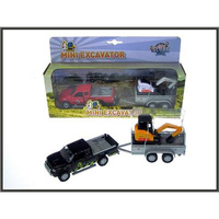 AUTO MET.+ PRZYCZEPA Z KOPARKĄ EXCAVATOR KARTON PAK 12/36