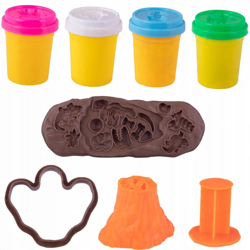 Dinozaur Zestaw Masa Plastyczna Wyciskarka + Wulkan Diy