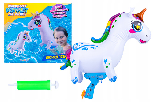 Pistolet Na Wodę Zabawka Dmuchana 2w1 Ogromna Pompowana Jednorożec
