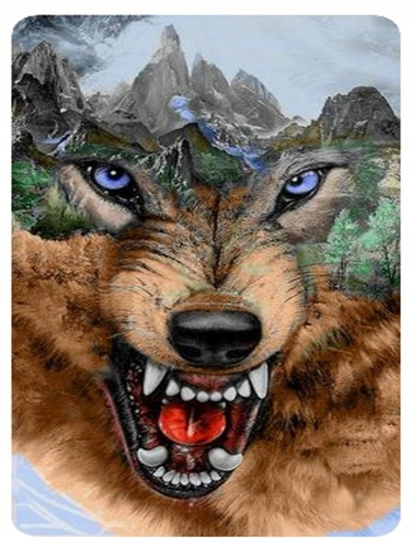 Diamentowa Mozaika Wilk W Górach 80x40cm