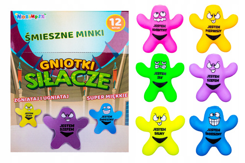 Gniotek Siłacz Z Napisami I Różnymi Minami Wielokolorowe Antystresowe