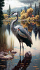 Diamentowa Mozaika Ptak Piękny Żuraw W Stawie 30x40Cm Kreatywne Diamenty