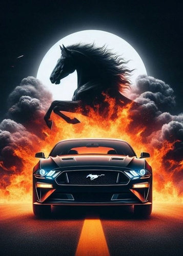 Diamentowa Mozaika Sportowe Auto Mustang Rumak 30x40Cm Kreatywne Diamenty