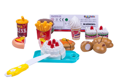 ZESTAW FASTFOOD + TORT DO NAUKI KROJENIA WOREK  /72/36