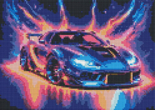 Diamentowa Mozaika Sportowe Auto Kosmiczna Aura Świecące Kolory 30x40 Cm