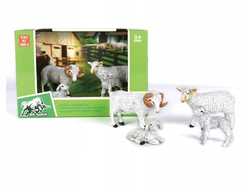 Zwierzęta Domowe Wiejskie Farma Figurki 4 Sztuki Owiec