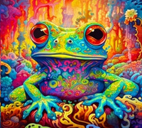 Malowanie Po Numerach Abstrakcja Kolorowa Żaba 40X50 Cm Na Ramie Kreatywne
