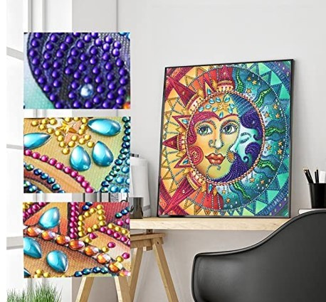 Diamentowa Mozaika Mandala Twarz Księżyc 30x40