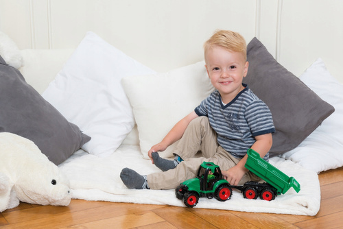 Traktor Z Przyczepką Autko Lena Trucks Zielony 38 Cm Zabawka Wytrzymała